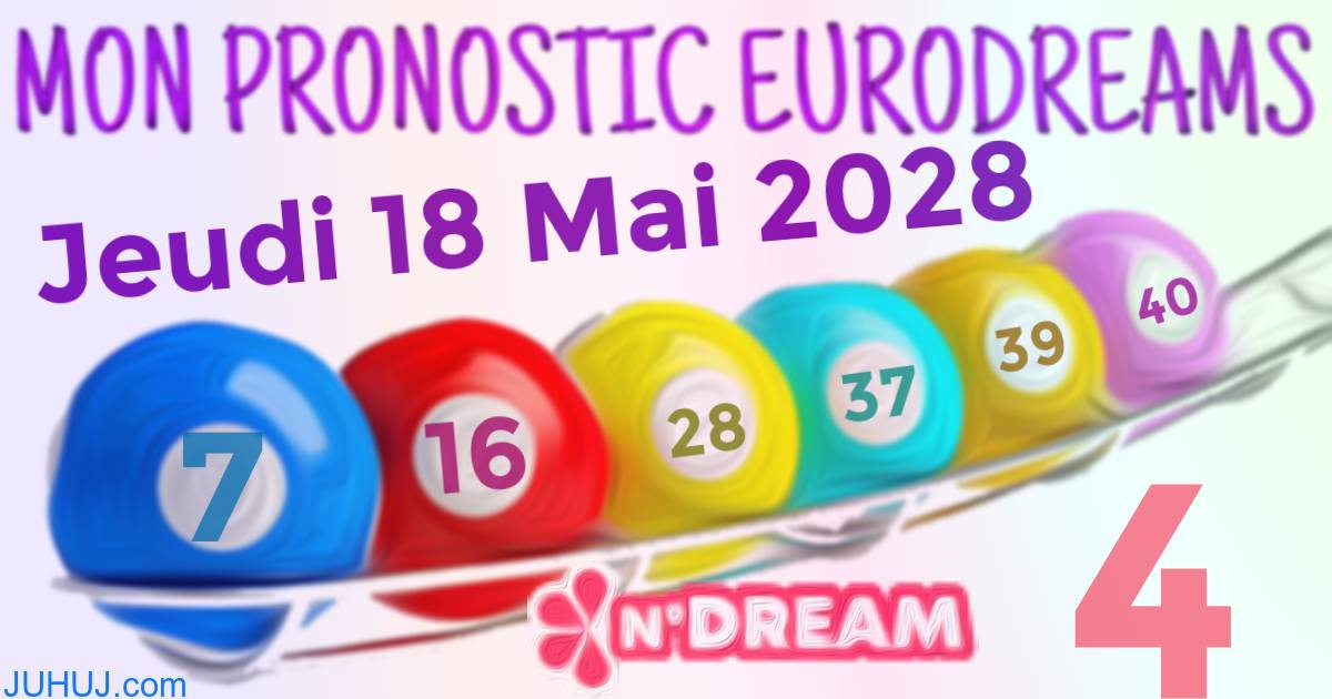 Résultat tirage Euro Dreams du Jeudi 18 Mai 2028.
