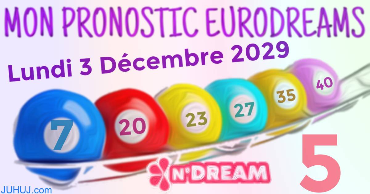 Résultat tirage Euro Dreams du Lundi 3 Décembre 2029.
