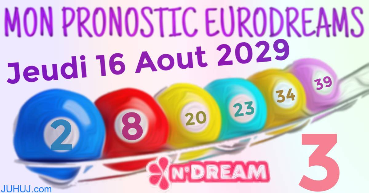 Résultat tirage Euro Dreams du Jeudi 16 Aout 2029.