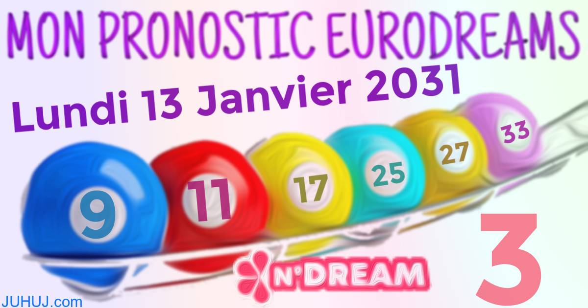 Résultat tirage Euro Dreams du Lundi 13 Janvier 2031.